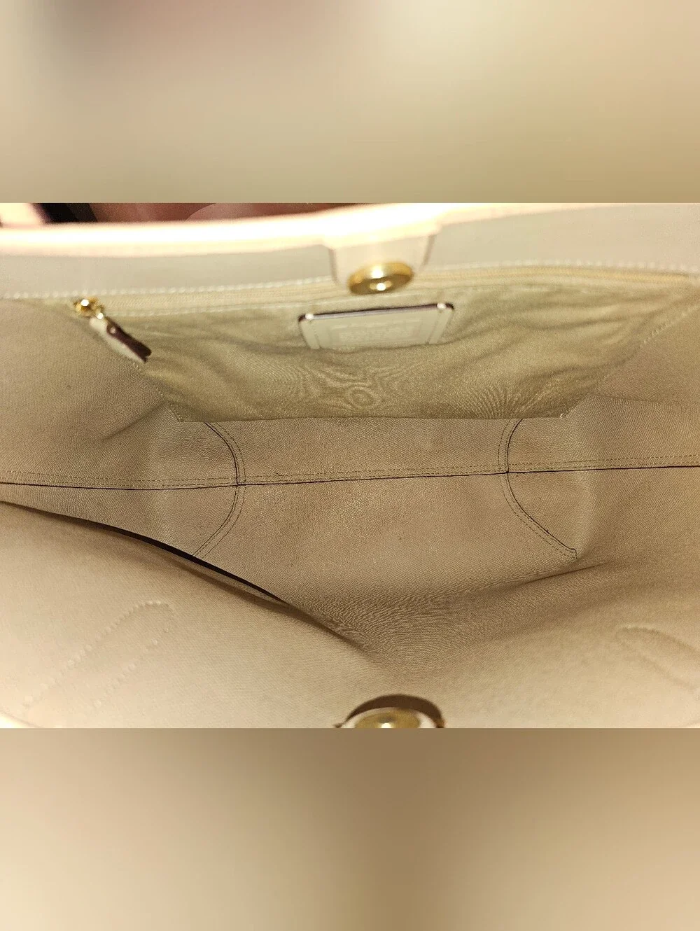 Coach Peach Floral Print Leather City Tote -